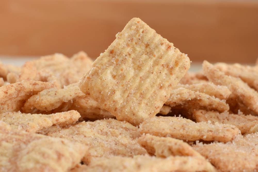 Cinnamon crunchy toast close up