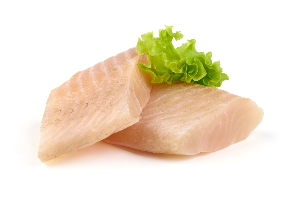 Tilapia fillet on white background